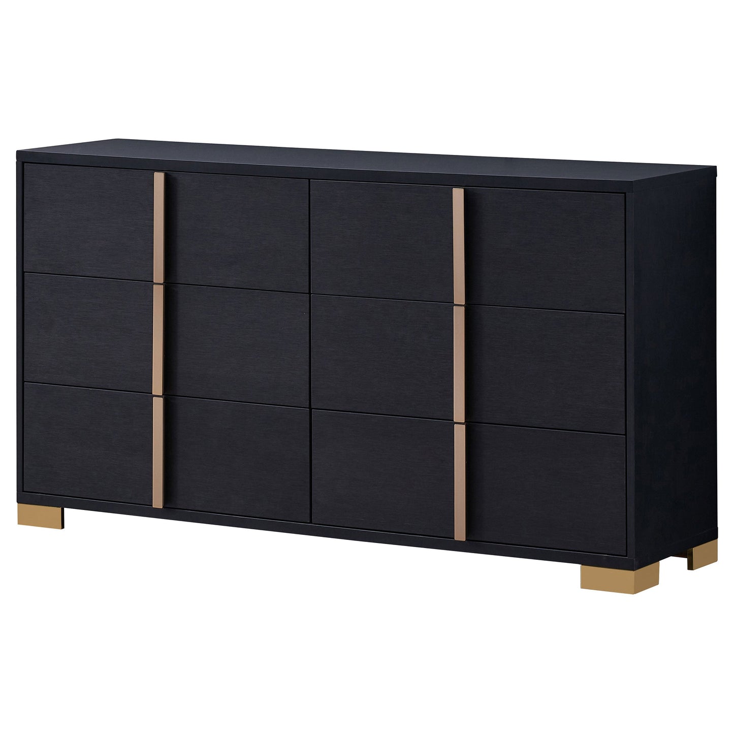 Marceline 6-drawer Dresser with Mirror Black