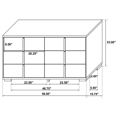 Marceline 6-drawer Dresser with Mirror Black