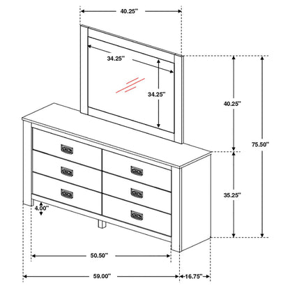 Frederick 6-drawer Dresser with Mirror Weathered Oak