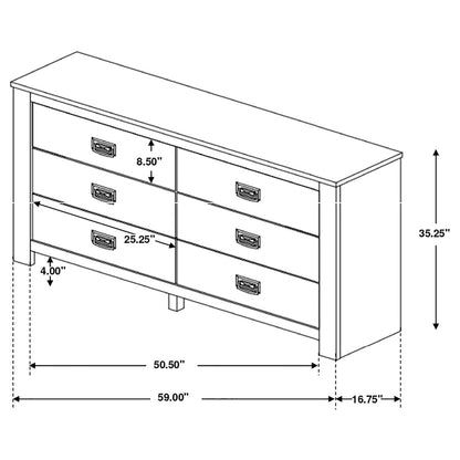 Frederick 6-drawer Dresser Weathered Oak