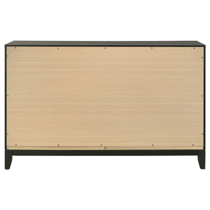 Valencia 6-drawer Dresser with Mirror Light Brown and Black