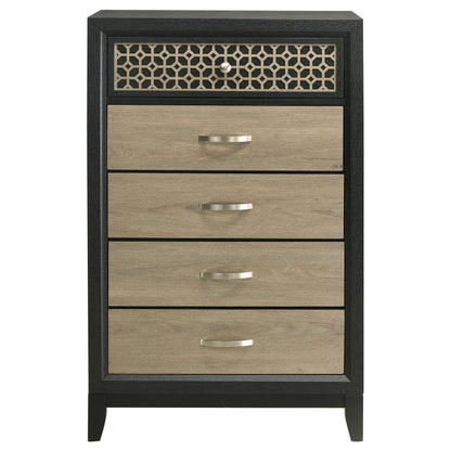 Valencia 5-drawer Chest Light Brown and Black