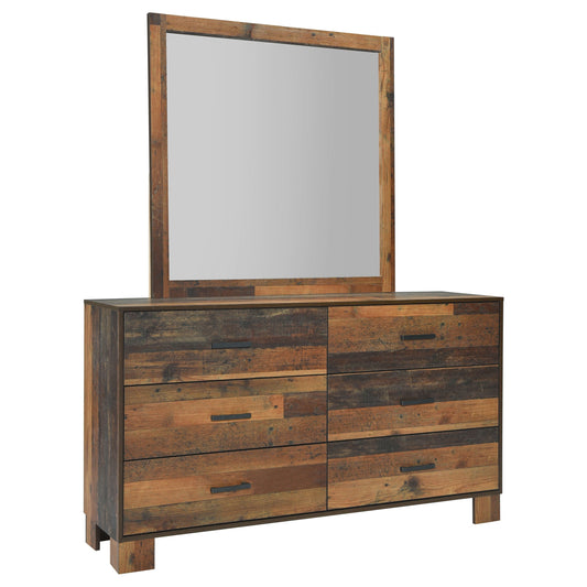 Sidney 6-drawer Dresser with Mirror Rustic Pine