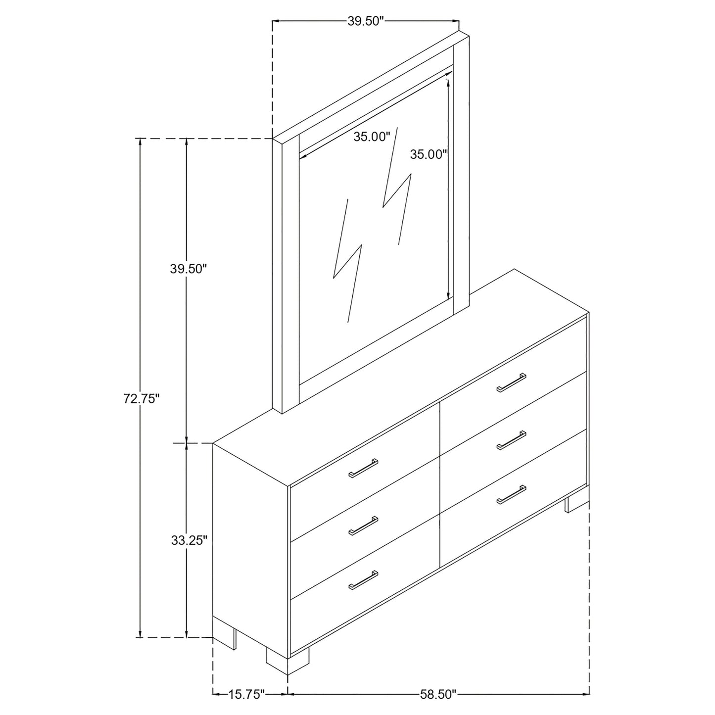 Sidney 6-drawer Dresser with Mirror Rustic Pine