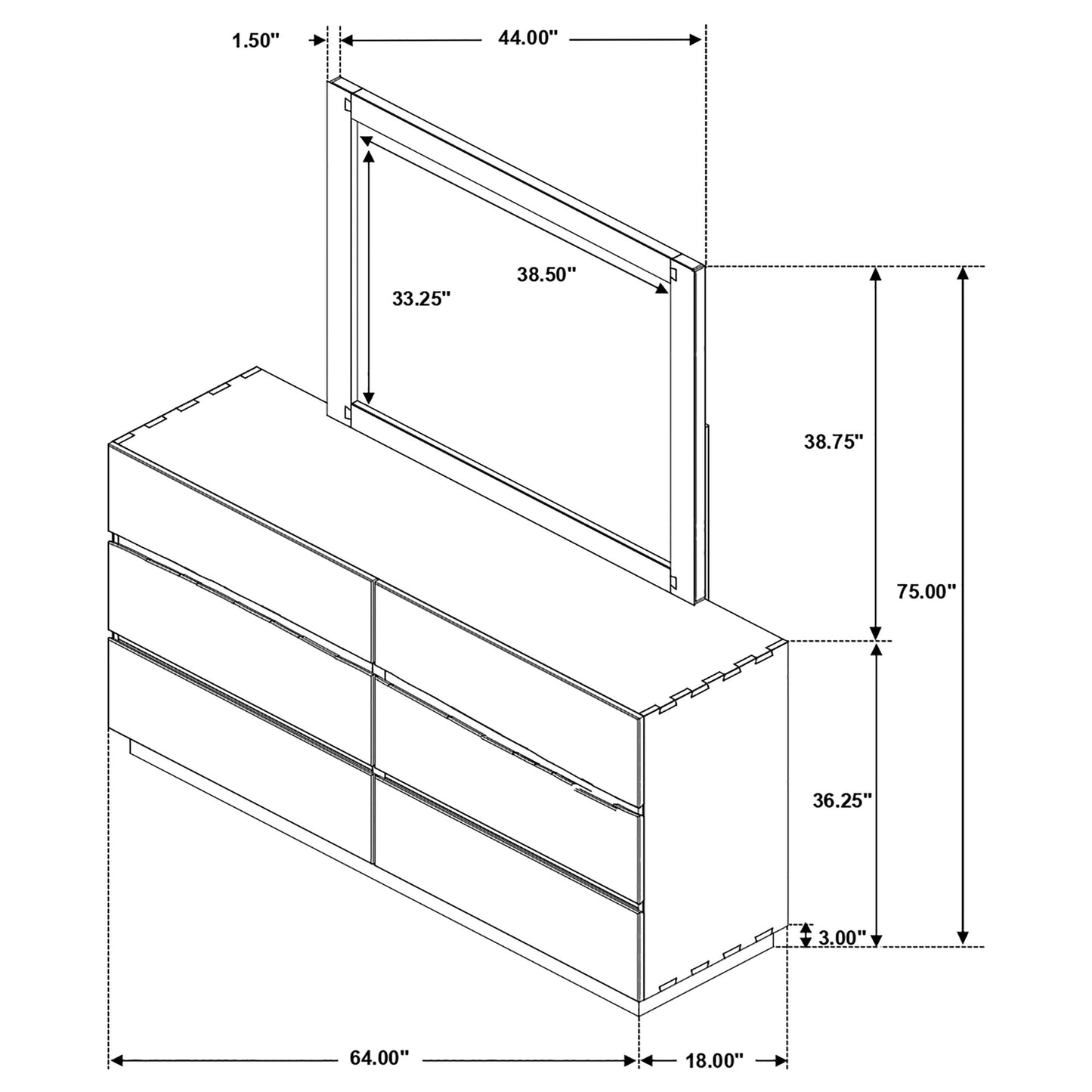 Winslow 6-drawer Dresser with Mirror Smokey Walnut and Coffee Bean