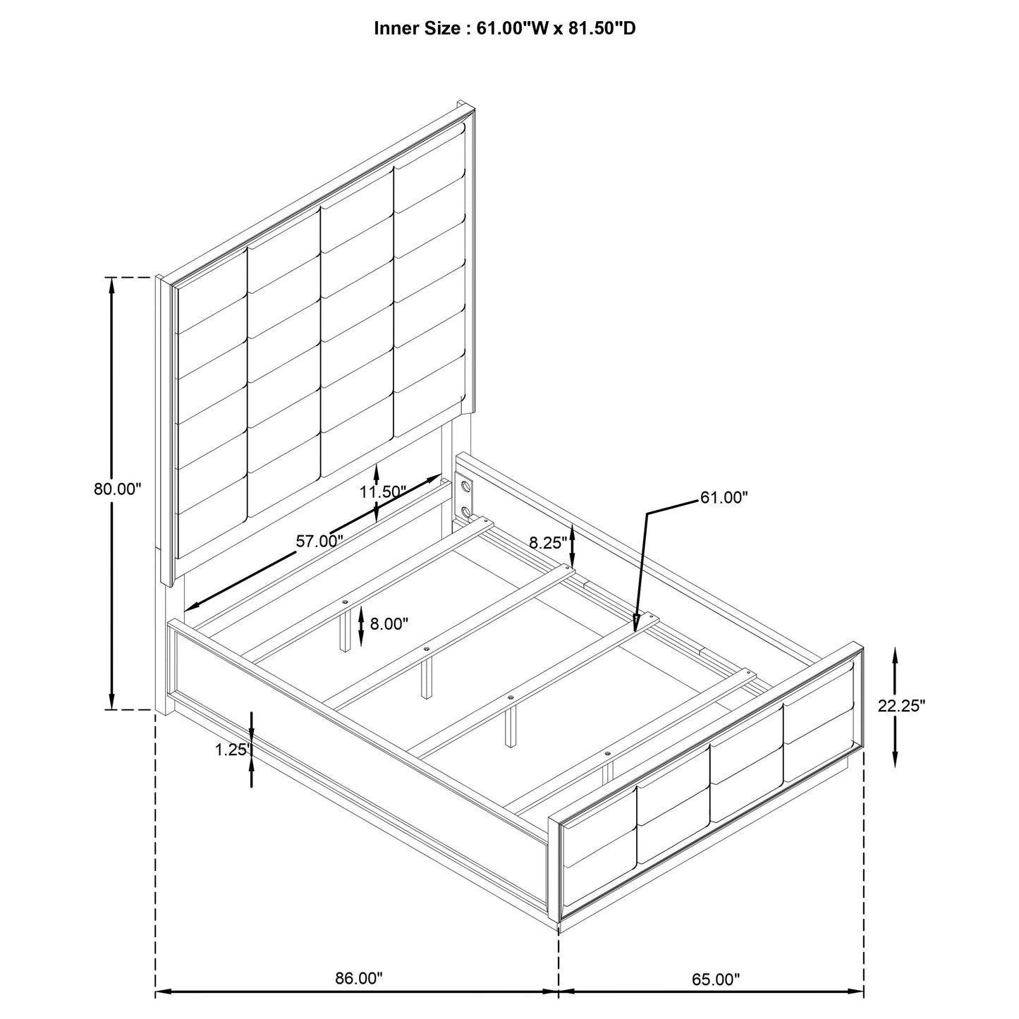 Durango 77-inch  Panel Bed Washed Oak