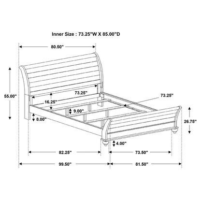 Stillwood  Sleigh Panel Bed Vintage Linen