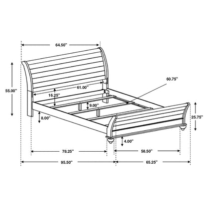 Stillwood  Sleigh Panel Bed Vintage Linen
