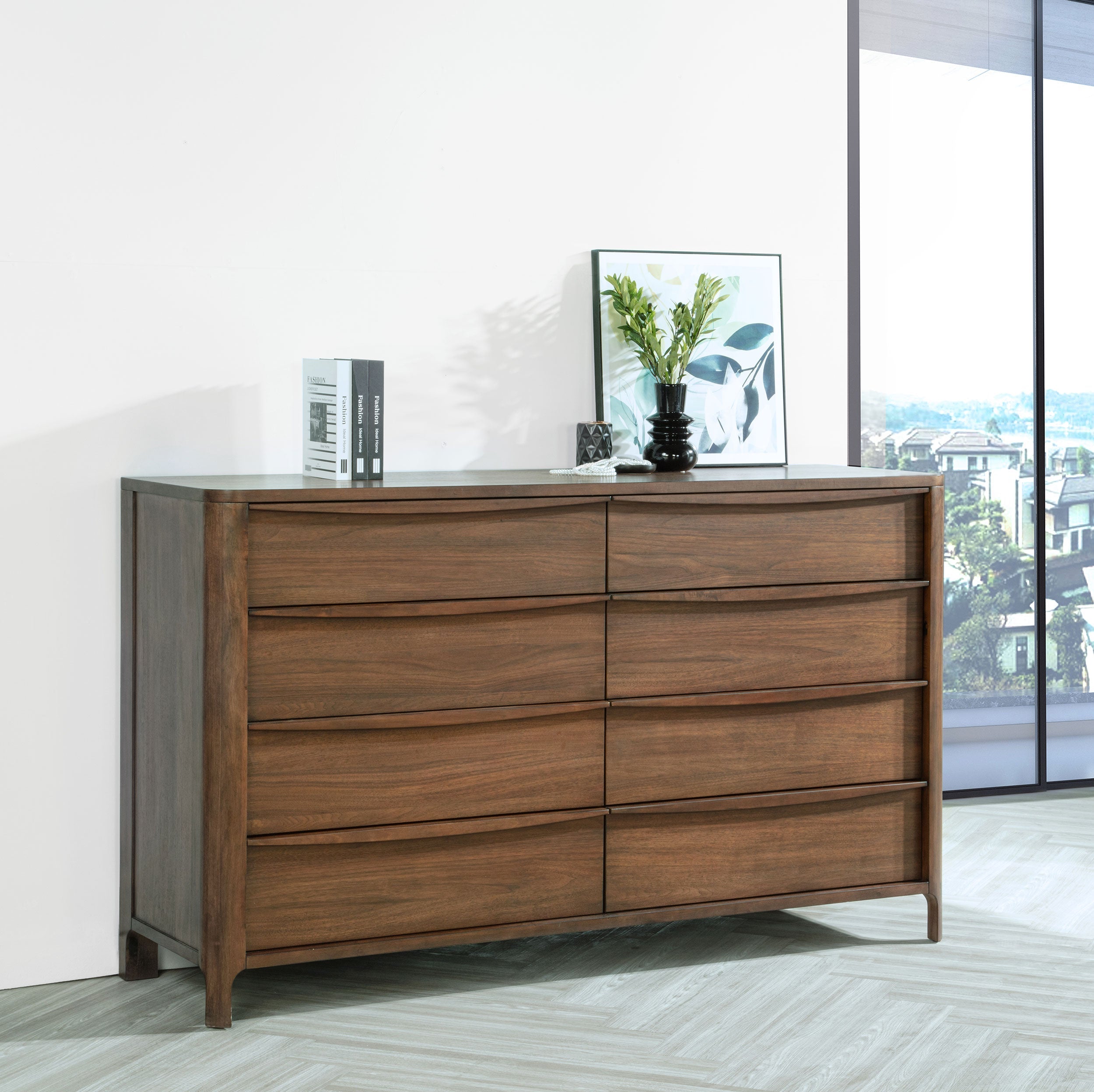 Maderia 8-drawer Dresser and Mirror Walnut