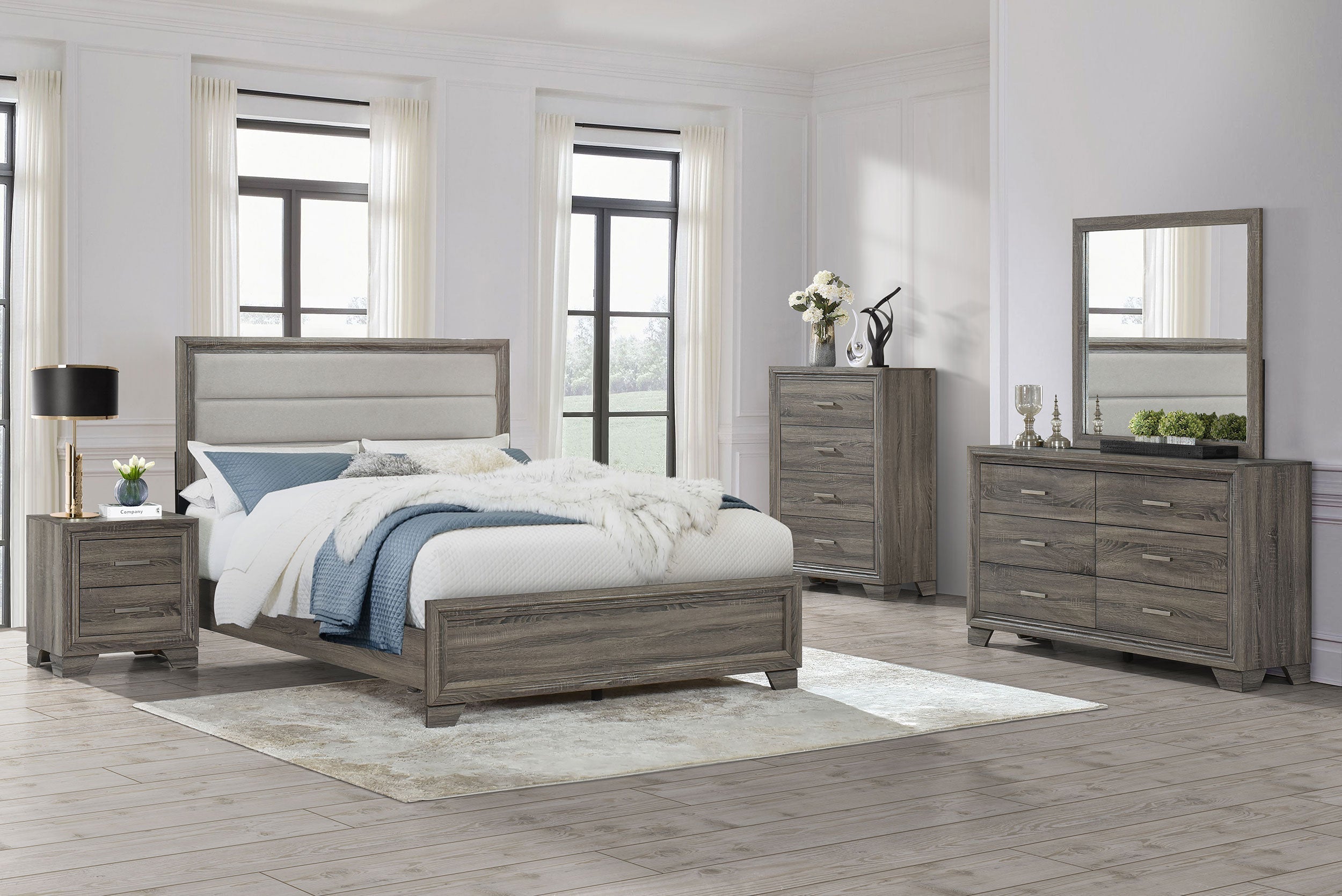 Wright 4-piece Queen Bedroom Set Brown Oak