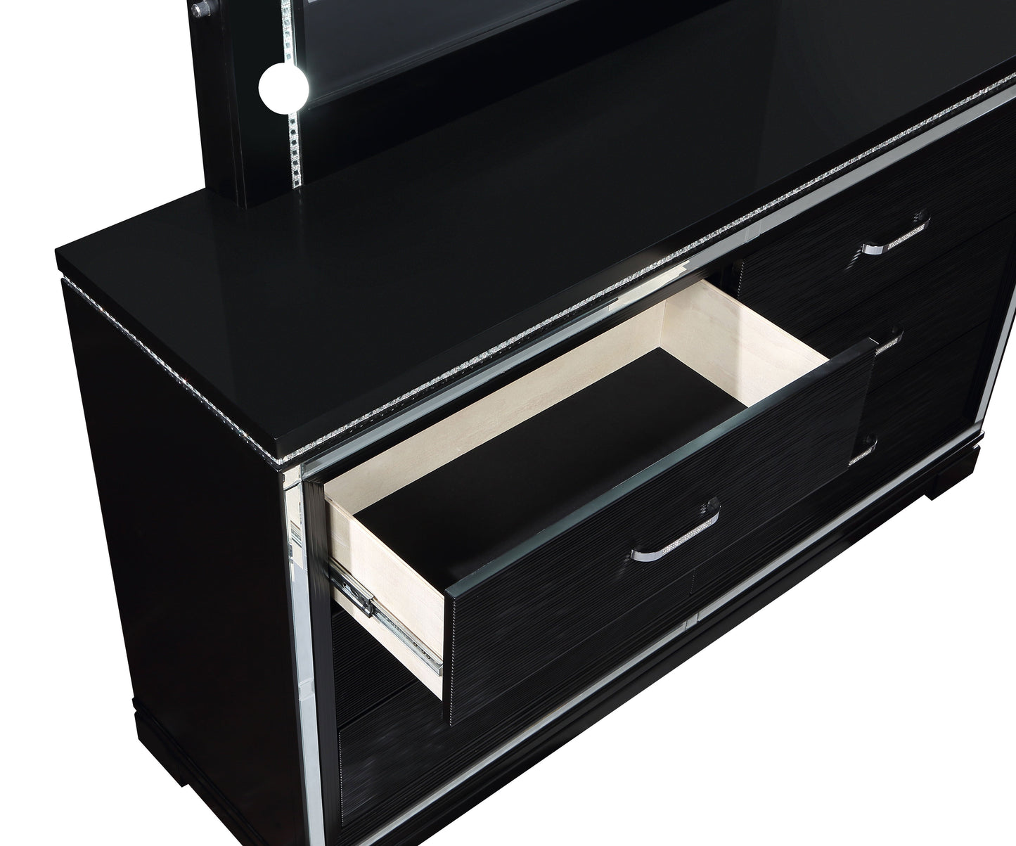 Cappola Rectangular 6-drawer Dresser Silver and Black