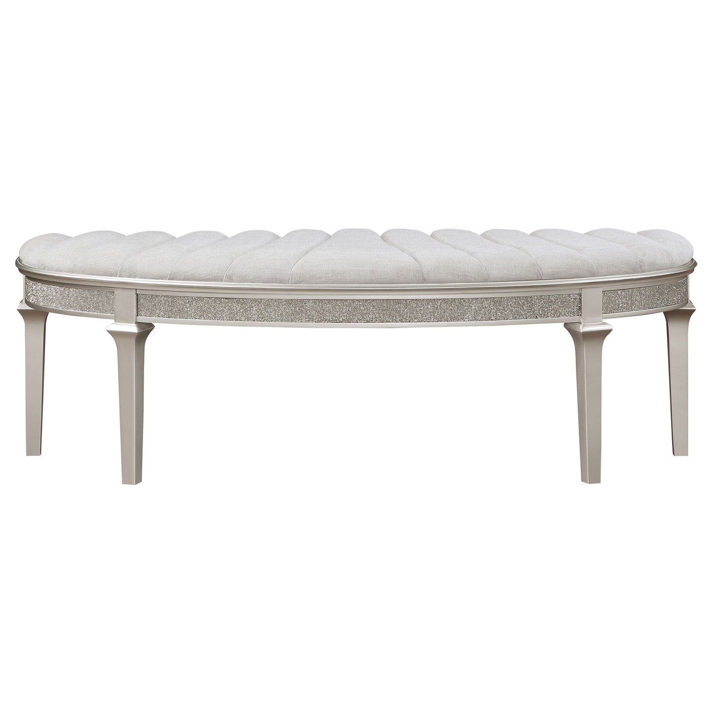 Heidi Upholstered Bench Metallic Platinum