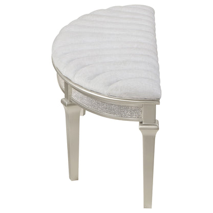 Heidi Upholstered Bench Metallic Platinum