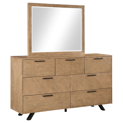 Taylor 7-drawer Rectangular Dresser with Mirror Light Honey Brown