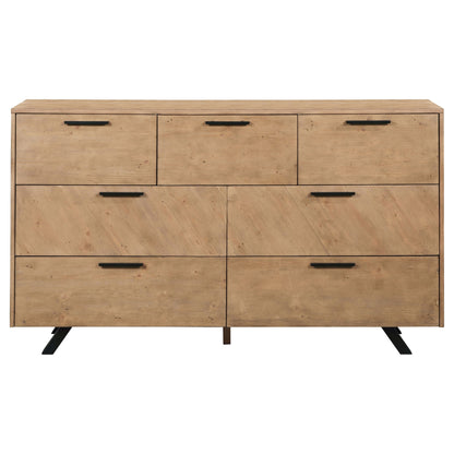 Taylor 7-drawer Rectangular Dresser with Mirror Light Honey Brown