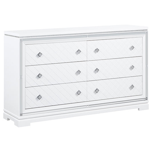 Eleanor Rectangular 6-drawer Dresser White