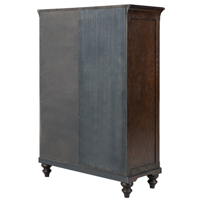 Andover 6-drawer Tempered Glass Door Chest Dark Oak