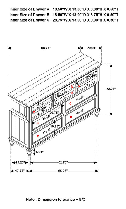 Avenue 8-drawer Rectangular Dresser with Mirror Grey