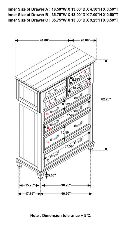 Avenue 8-drawer Rectangular Chest Grey