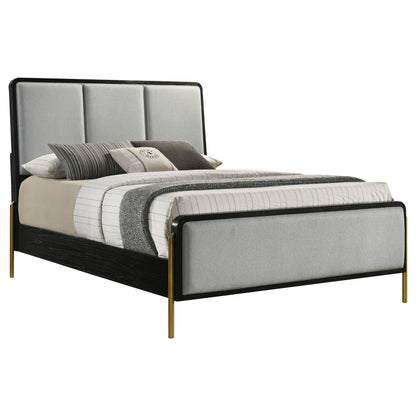 Arini  Bed with Upholstered Headboard Black and Grey