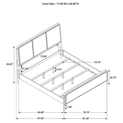 Arini  Bed with Upholstered Headboard Black and Grey