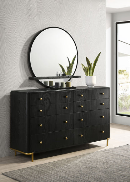 Arini 8-drawer Bedroom Dresser with Mirror Black