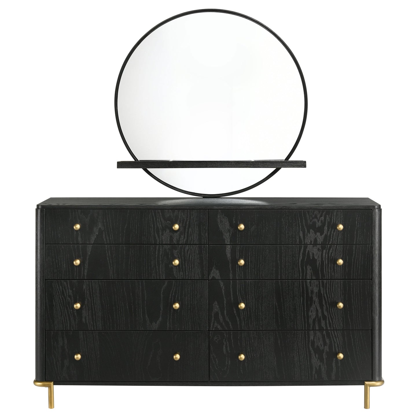 Arini 8-drawer Bedroom Dresser with Mirror Black