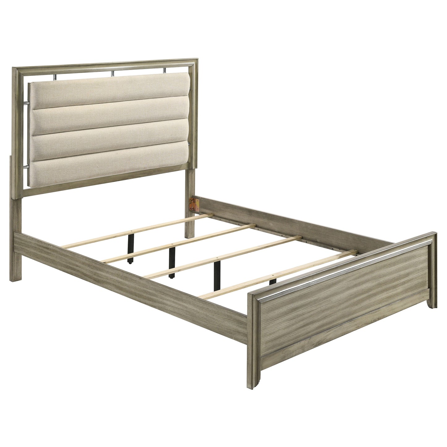 Giselle  Panel Bed with Upholstered Headboard Rustic Beige