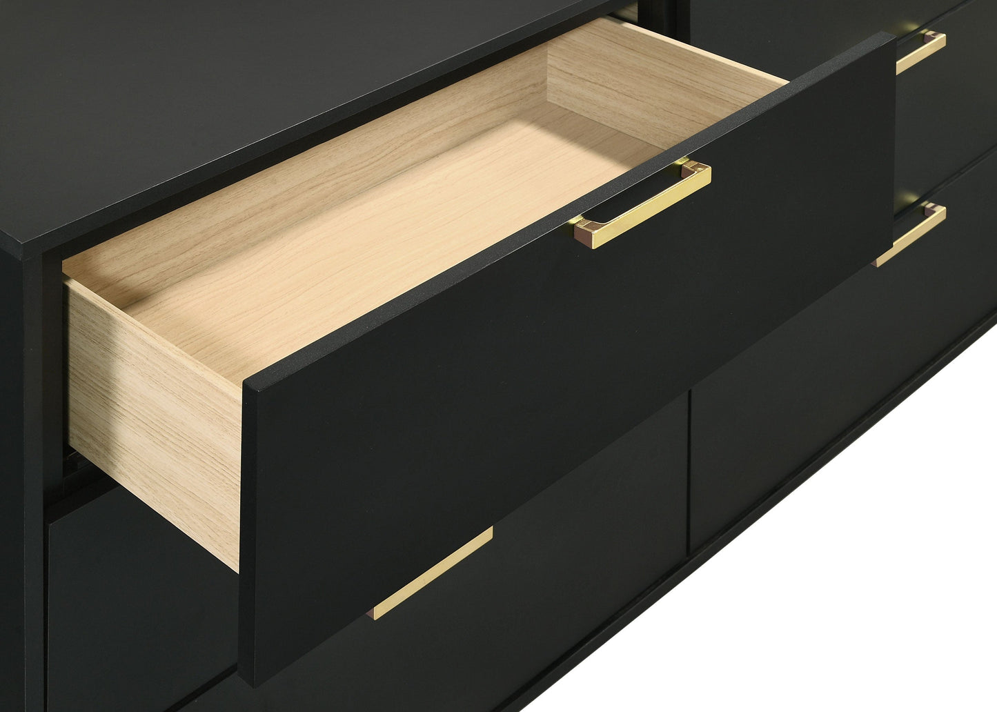 Kendall 6-drawer Dresser with Mirror Black and Gold