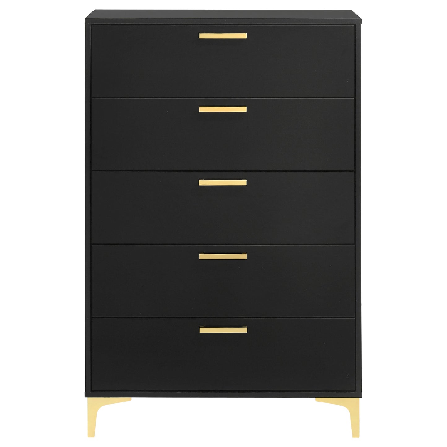 Kendall 5-drawer Chest Black and Gold