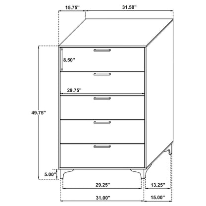 Kendall 5-drawer Chest Black and Gold