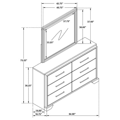 Baker 6-drawer Dresser with Mirror Brown and Light Taupe