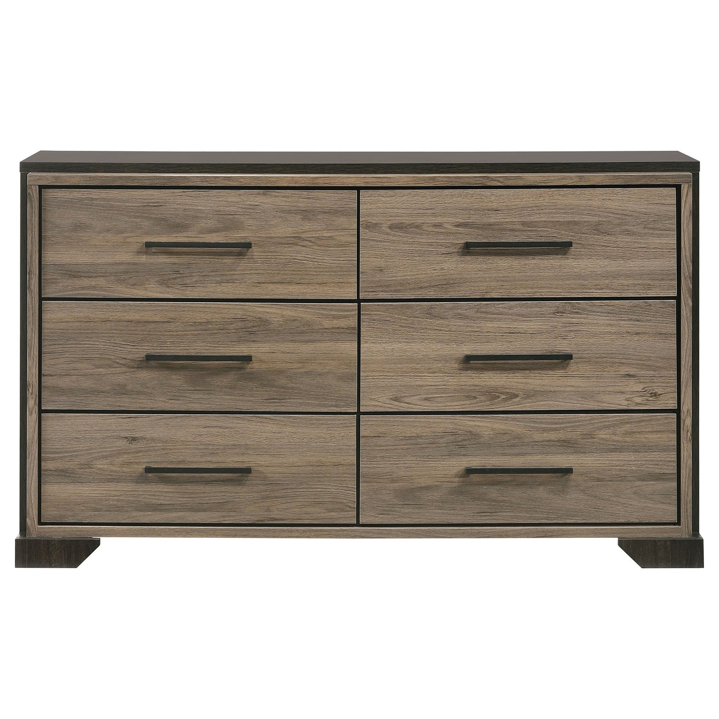 Baker 6-drawer Dresser with Mirror Brown and Light Taupe