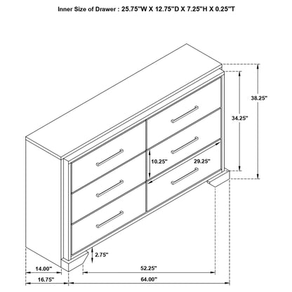 Baker 6-drawer Dresser with Mirror Brown and Light Taupe