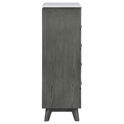 Nathan 5-drawer Chest White Marble and Grey