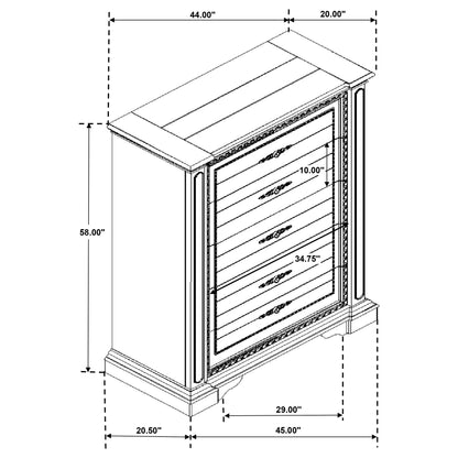 Evelyn 5-drawer Chest Antique White