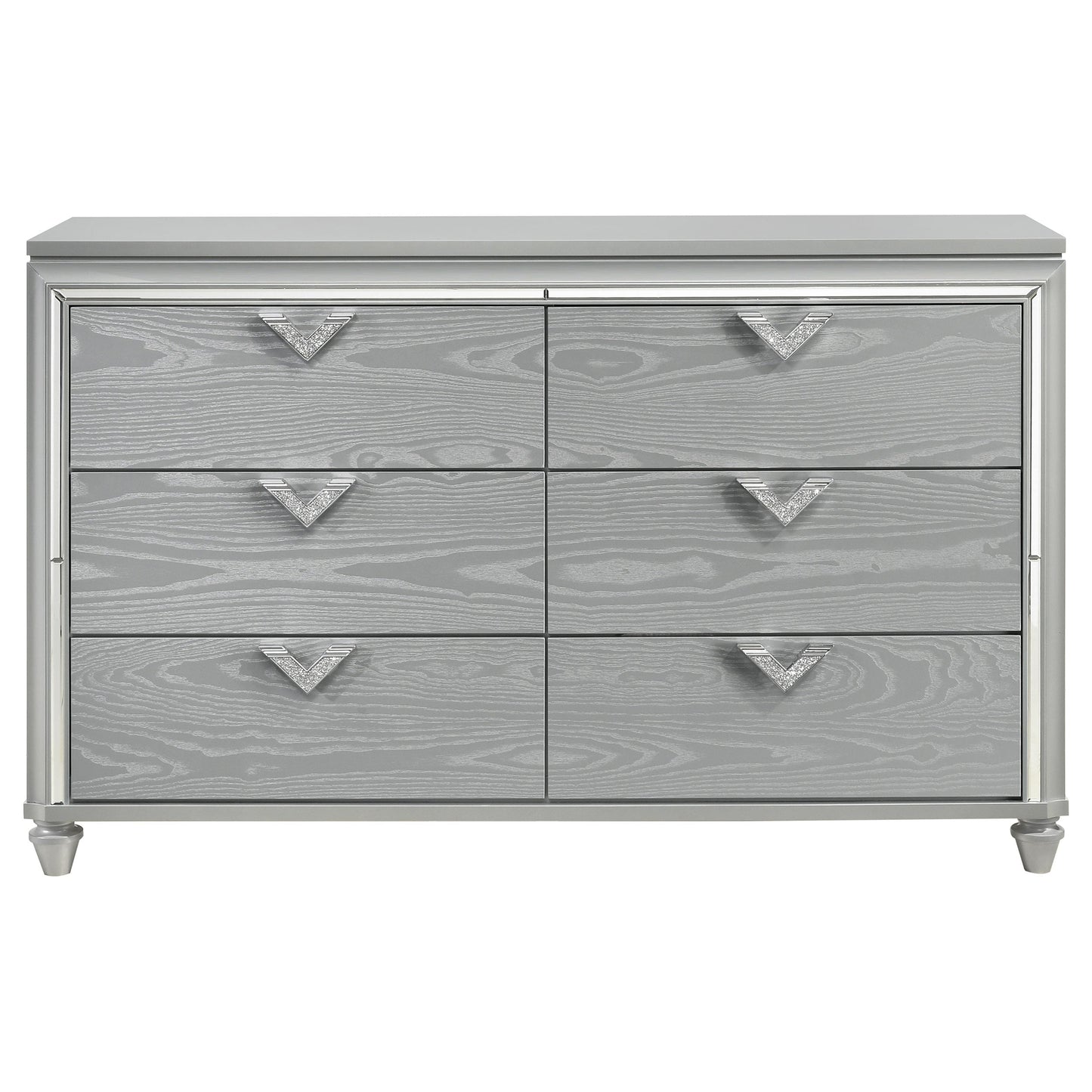 Veronica 6-drawer Bedroom Dresser with Mirror Light Silver