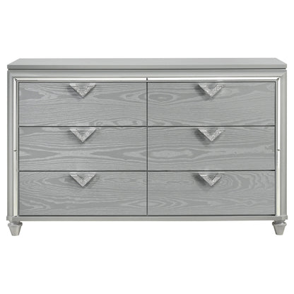 Veronica 6-drawer Bedroom Dresser with Mirror Light Silver