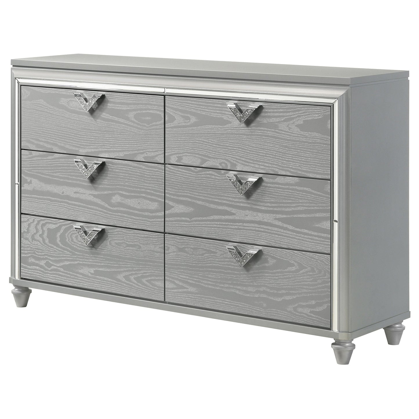 Veronica 6-drawer Bedroom Dresser with Mirror Light Silver