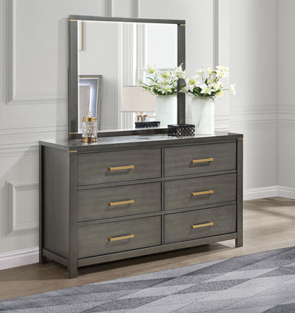 Kieran 6-drawer Bedroom Dresser with Mirror Grey