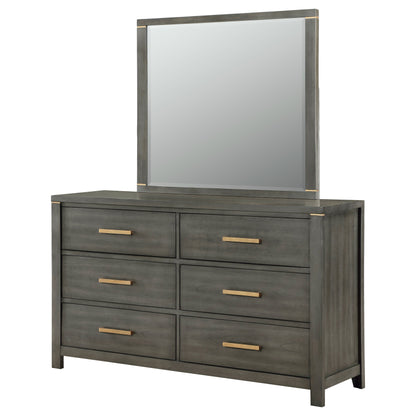 Kieran 6-drawer Bedroom Dresser with Mirror Grey