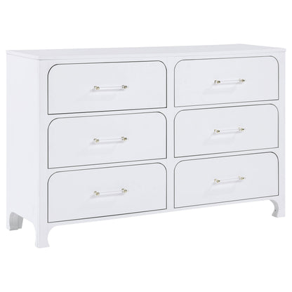 Anastasia 6-drawer Bedroom Dresser with Mirror Pearl White