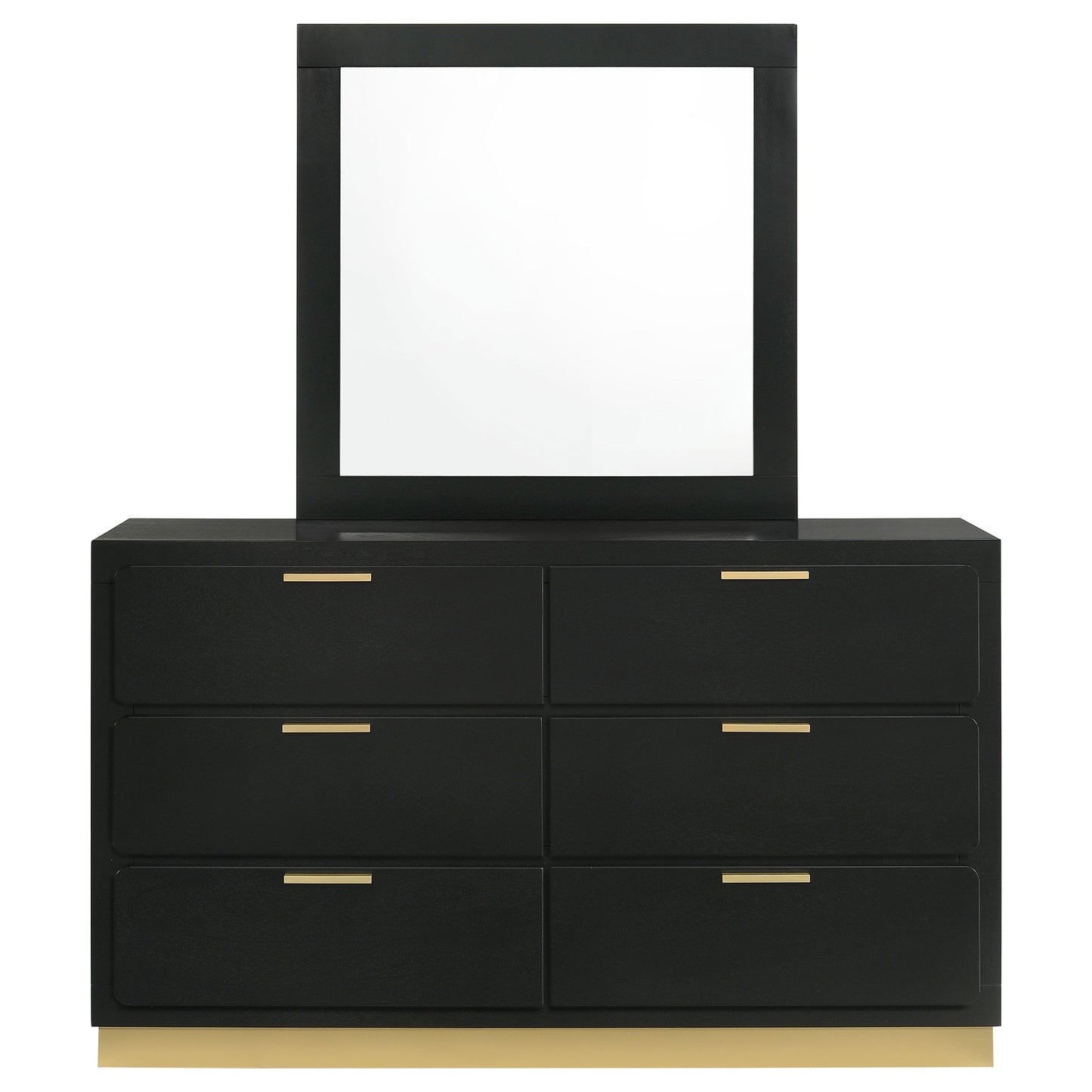 Caraway 6-drawer Bedroom Dresser with Mirror Black