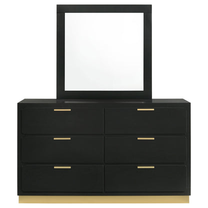 Caraway 6-drawer Bedroom Dresser with Mirror Black