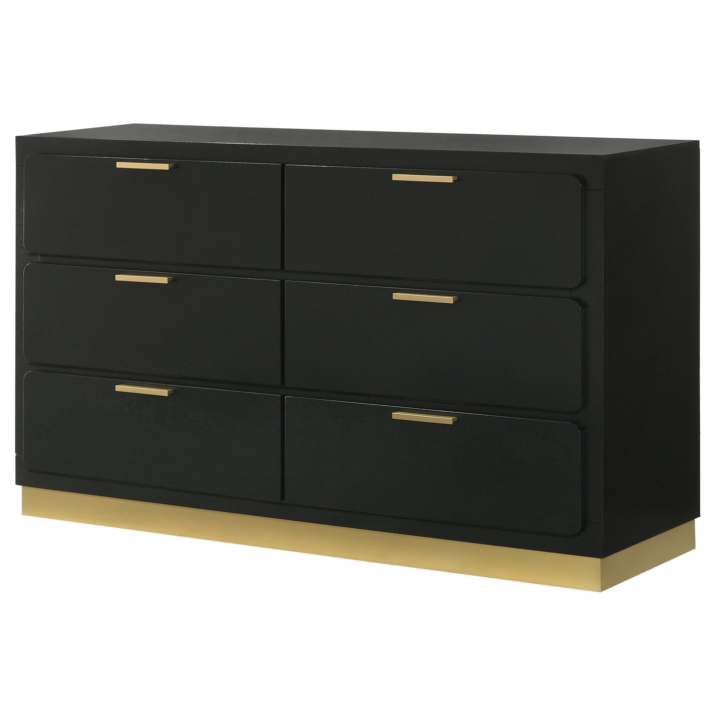 Caraway 6-drawer Bedroom Dresser with Mirror Black