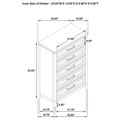 Marielle 5-drawer Bedroom Chest Distressed White