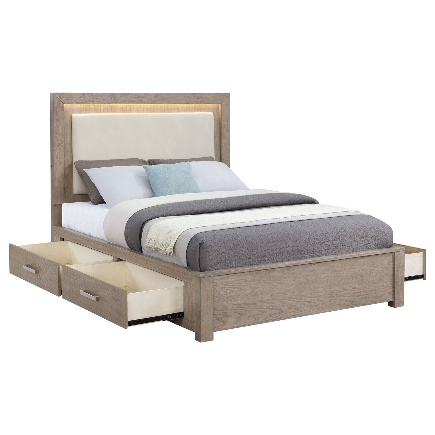 Kenora 56-inch  LED Storage Bed Barley Brown