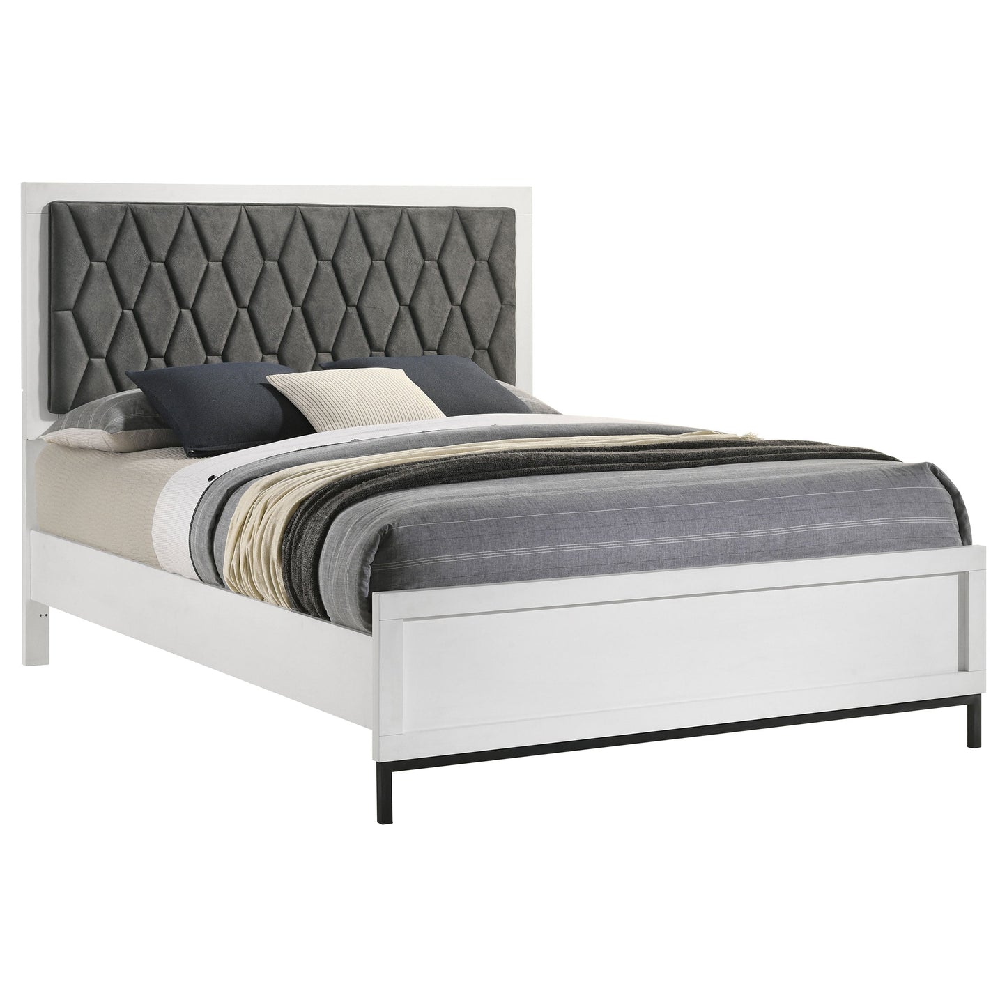 Sonora  Upholstered Panel Bed White