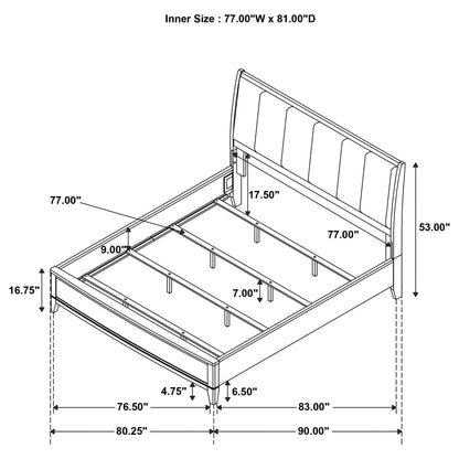 Granada Upholstered  Panel Bed Natural Pine