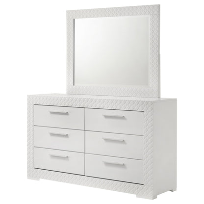 Ives 6-drawer Dresser and Mirror White High Gloss